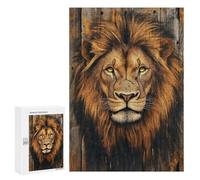 300 PCS Rompecabezas para Adolescentes Lion Portrait on Wood Bold Safari Animal Portrait Rompecabezas para Adultos Juguetes Antiestrés Decoración De Pared Diversión Actividades En Casa, 300 PCS