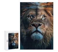 300 PCS Rompecabezas para Adolescentes Lion Water Animal Face Rompecabezas para Adultos Juegos Relajantes Que Mejoran La Memoria Actividades Divertidas En Casa 300 PCS