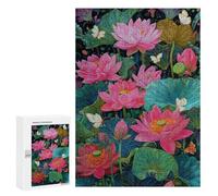 300 PCS Rompecabezas para Adolescentes Lotus Pond with Butterflies Rompecabezas para Adolescentes Desafío Difícil Cada Pieza Es Única - Juguetes Educativos De Aprendizaje 300 PCS