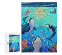 300 PCS Rompecabezas para Adolescentes Love Orcas and Coral Reef Rompecabezas para Adultos Juego Práctico Difícil Interacción Entre Padres E Hijos 300 PCS