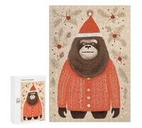300 PCS Rompecabezas para Adolescentes Lovely Gorilla Xmas Rompecabezas para Adultos Juegos Relajantes Mejora La Memoria Interacción Entre Padres E Hijos 300 PCS