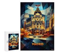 300 PCS Rompecabezas para Adolescentes Madrid Cubist Elegance - Modern Geometric Cityscape Rompecabezas para Adultos Juego Práctico Difícil Interacción Entre Padres E Hijos 300 PCS