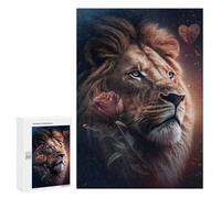 300 PCS Rompecabezas para Adolescentes Majestic Lion Rose Rompecabezas para Adultos Juegos Familiares Desafío Difícil Ayuda A Ejercitar El Cerebro 300 PCS
