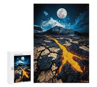 300 PCS Rompecabezas para Adolescentes Molten Night Lava Flow Beneath A Full Moon Rompecabezas para Adultos Juego Práctico Difícil Interacción Entre Padres E Hijos 300 PCS