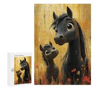 300 PCS Rompecabezas para Adolescentes Mother and Foal Horse Rompecabezas para Adultos Juegos Familiares Desafío Difícil Ayuda A Ejercitar El Cerebro 300 PCS