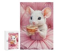 300 PCS Rompecabezas para Adolescentes Mouse in Tutu Drinking Tea Rompecabezas para Adultos Juego Práctico Ensamblaje De Patrones Cumpleaños Y Navidad 300 PCS