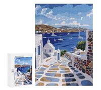 300 PCS Rompecabezas para Adolescentes Mykonos Greek Island Rompecabezas para Adultos Regalos De Cumpleaños Juego Familiar Apto para Personas De 14 Años En Adelante 300 PCS