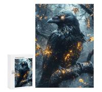 300 PCS Rompecabezas para Adolescentes Mystical Raven with Glowing Feathers Rompecabezas para Adultos Regalos De Cumpleaños Juego Familiar Apto para Personas De 14 Años En Adelante 300 PCS
