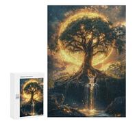 300 PCS Rompecabezas para Adolescentes Mystical Tree with Golden Aura Rompecabezas para Adultos Juegos Divertidos Regalo De Cumpleaños Cumpleaños Y Navidad 300 PCS