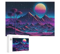 300 PCS Rompecabezas para Adolescentes Neon Desert Night Landscape Rompecabezas para Adultos Juego Práctico Desafío Difícil Cumpleaños Y Navidad 300 PCS