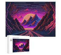 300 PCS Rompecabezas para Adolescentes Neon Desert Sunset Road Rompecabezas para Adultos Juego Familiar Análisis Y Lógica Regalos para Reducir El Estrés 300 PCS