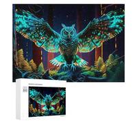 300 PCS Rompecabezas para Adolescentes Neon Forest Owl Majesty Rompecabezas para Adultos Juego Práctico Desafío Difícil Cumpleaños Y Navidad 300 PCS