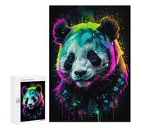 300 PCS Rompecabezas para Adolescentes Neon Panda Art Rompecabezas para Adultos Juego Práctico Difícil Interacción Entre Padres E Hijos 300 PCS