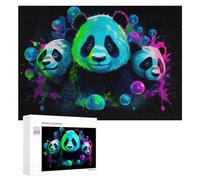 300 PCS Rompecabezas para Adolescentes Neon Panda Trio Colorful Fun! Rompecabezas para Adultos Juguetes Antiestrés Regalo De Cumpleaños Regalo De Cumpleaños, Regalos, 300 PCS
