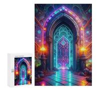300 PCS Rompecabezas para Adolescentes Neon Portal Stained Glass Rompecabezas para Adultos Juegos Divertidos Regalo De Cumpleaños Cumpleaños Y Navidad 300 PCS