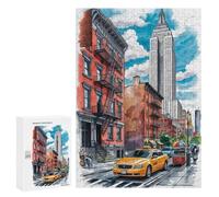 300 PCS Rompecabezas para Adolescentes NYC Street Scene with Empire State Building Rompecabezas Juegos Relajantes Pero Divertidos Y Humorísticos Cumpleaños Y Navidad 300 PCS