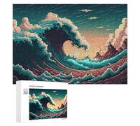 300 PCS Rompecabezas para Adolescentes Ocean Wave Crashing Coastal Village Rompecabezas para Adultos Juguetes Antiestrés Regalo De Cumpleaños Regalo De Cumpleaños, Regalos, 300 PCS