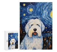 300 PCS Rompecabezas para Adolescentes Old English Sheepdog Night Rompecabezas para Adultos Juegos Relajantes Mejora La Memoria Interacción Entre Padres E Hijos 300 PCS