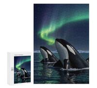 300 PCS Rompecabezas para Adolescentes Orcas Under The Aurora Borealis Rompecabezas para Adolescentes Juegos Divertidos Análisis Y Lógica Cumpleaños 300 PCS