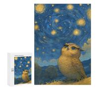 300 PCS Rompecabezas para Adolescentes Owl Under Starry Night Sky Rompecabezas para Adultos Juegos De Relajación Decoración De Pared Ayuda A Ejercitar El Cerebro 300 PCS