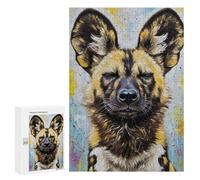300 PCS Rompecabezas para Adolescentes Painted African Wild Dog Portrait Juegos Familiares De Rompecabezas para Adultos Que Mejoran La Memoria Ayudan A Ejercitar El Cerebro 300 PCS
