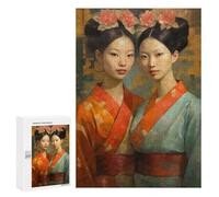 300 PCS Rompecabezas para Adolescentes Painted Asian Twins Rompecabezas para Adultos Juegos Familiares Desafío Difícil Ayuda A Ejercitar El Cerebro 300 PCS