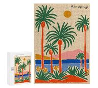 300 PCS Rompecabezas para Adolescentes Palm Springs Illustration with Palm Trees Rompecabezas para Adultos Desafío Difícil Actividades Divertidas En Casa Gran Regalo para Jugar 300 PCS