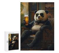 300 PCS Rompecabezas para Adolescentes Panda Bear Relaxing with Beer Rompecabezas para Adultos Juegos Familiares Mejora La Memoria Regalos para Amigos Y Familiares 300 PCS