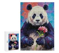 300 PCS Rompecabezas para Adolescentes Panda with Flower Painting Rompecabezas para Adultos Regalos De Cumpleaños Juego Familiar Apto para Personas De 14 Años En Adelante 300 PCS