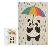 300 PCS Rompecabezas para Adolescentes Panda with Umbrella in Rain Rompecabezas para Adultos Juguetes Antiestrés Desafío Difícil Cumpleaños
