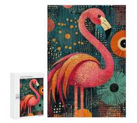 300 PCS Rompecabezas para Adolescentes Pink Flamingo Art Print Vibrant Pink Flamingo Art Prints Modern Tropical Decor Rompecabezas para Adultos Juguetes Antiestrés Desafío Difícil Par