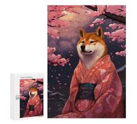 300 PCS Rompecabezas para Adolescentes Pixel Art Shiba Inu Sakura Rompecabezas para Adultos Juegos Familiares Desafío Difícil Ayuda A Ejercitar El Cerebro 300 PCS