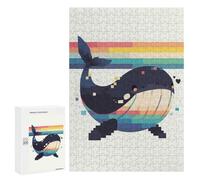 300 PCS Rompecabezas para Adolescentes Pixel Rainbow Whale Rompecabezas para Adultos Juegos De Relajación Decoración De Pared Ayuda A Ejercitar El Cerebro 300 PCS