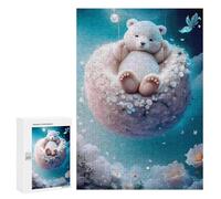 300 PCS Rompecabezas para Adolescentes Polar Bear Dreams in Clouds Rompecabezas para Adultos Juego De Ingenio Regalos para Mujeres Cumpleaños Y Navidad 300 PCS