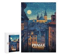 300 PCS Rompecabezas para Adolescentes Prague Czech Republic Night Cityscape Rompecabezas para Adultos Juegos Relajantes Que Mejoran La Memoria Actividades Divertidas En Casa 300 PCS