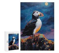 300 PCS Rompecabezas para Adolescentes Puffin in The Moonlight Rompecabezas para Adultos Juegos De Relajación Decoración De Pared Ayuda A Ejercitar El Cerebro 300 PCS