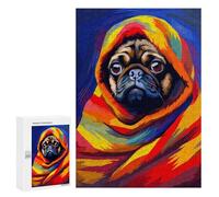 300 PCS Rompecabezas para Adolescentes Pug Blanket Cute Pixel Art Rompecabezas para Adultos Juegos Familiares Mejora La Memoria Regalos para Amigos Y Familiares 300 PCS