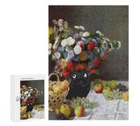 300 PCS Rompecabezas para Adolescentes Pug Flowers Still Life Claude Monet Rompecabezas para Adultos Juego Práctico Difícil Difícil Único Cumpleaños Y Regalos 300 PCS
