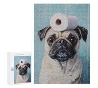 300 PCS Rompecabezas para Adolescentes Pug with Toilet Paper on Head-4 Rompecabezas para Adolescentes Difíciles Cada Pieza Es Única - Regalo De Cumpleaños, Regalos, 300 PCS