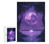 300 PCS Rompecabezas para Adolescentes Purple Moon Tree and Ocean Rompecabezas para Adultos Juegos Familiares Desafío Difícil Ayuda A Ejercitar El Cerebro 300 PCS