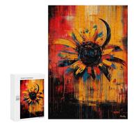 300 PCS Rompecabezas para Adolescentes Radiant Bloom Contemporary Expressionist Sunflower Artwork Rompecabezas para Adultos Juegos Divertidos Regalo De Cumpleaños Cumpleaños Y Navida
