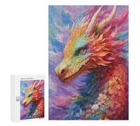 300 PCS Rompecabezas para Adolescentes Rainbow Flower Dragon Rompecabezas para Adolescentes Actividades Familiares para Cumpleaños, Navidad 300 PCS