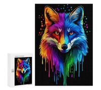 300 PCS Rompecabezas para Adolescentes Rainbow Fox Pop Art Fox Co Juegos Familiares De Rompecabezas para Adultos Que Mejoran La Memoria Ayudan A Ejercitar El Cerebro 300 PCS