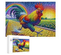 300 PCS Rompecabezas para Adolescentes Rainbow Rooster on Yellow Brick Road Rompecabezas para Adultos Juguetes Antiestrés Regalo De Cumpleaños Regalo De Cumpleaños, Regalos, 300 PCS