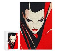 300 PCS Rompecabezas para Adolescentes Red and Black Female Portrait Rompecabezas para Adultos Juego Práctico Difícil Interacción Entre Padres E Hijos 300 PCS