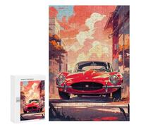 300 PCS Rompecabezas para Adolescentes Red Classic Car Sunset Rompecabezas para Adultos Juegos Familiares Desafío Difícil Ayuda A Ejercitar El Cerebro 300 PCS