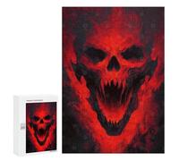 300 PCS Rompecabezas para Adolescentes Red Demon Skull Rompecabezas para Adultos Juegos Familiares Desafío Difícil Ayuda A Ejercitar El Cerebro 300 PCS