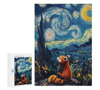 300 PCS Rompecabezas para Adolescentes Red Panda Starry Night Landscape Rompecabezas para Adultos Juegos Divertidos Regalo De Cumpleaños Cumpleaños Y Navidad 300 PCS