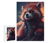 300 PCS Rompecabezas para Adolescentes Red Panda with Lightning Background Rompecabezas para Adultos Juego Práctico Montaje De Patrones Cumpleaños Y Navidad 300 PCS