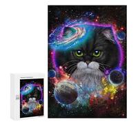 300 PCS Rompecabezas para adolescentes Retrato de gato cósmico-6 rompecabezas para adolescentes: juegos de relajación, regalos divertidos y humorísticos para reducir el estrés 300 PCS